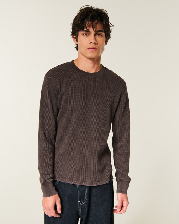 Relaxed Washed Long-Sleeve Thermal Crew T-Shirt