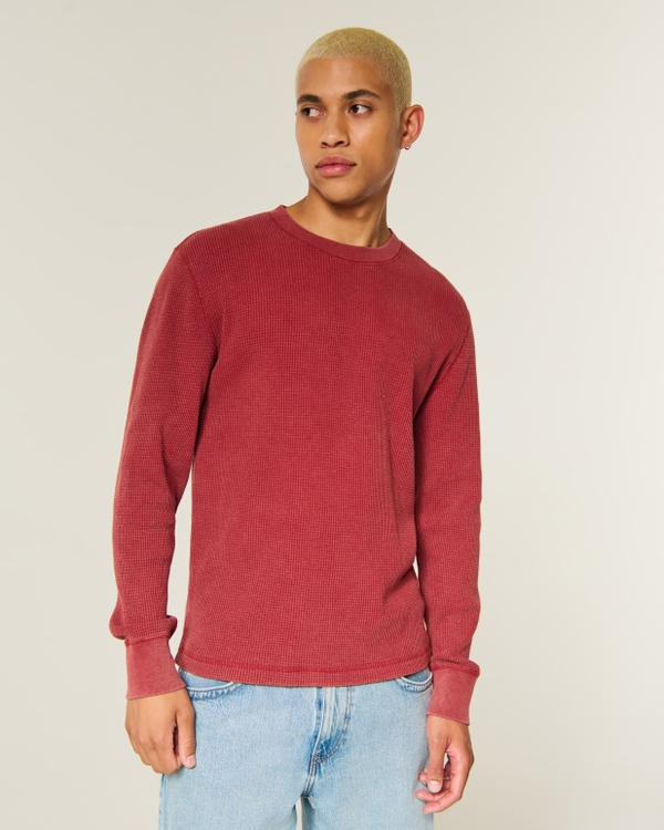 Relaxed Washed Long-Sleeve Thermal Crew T-Shirt