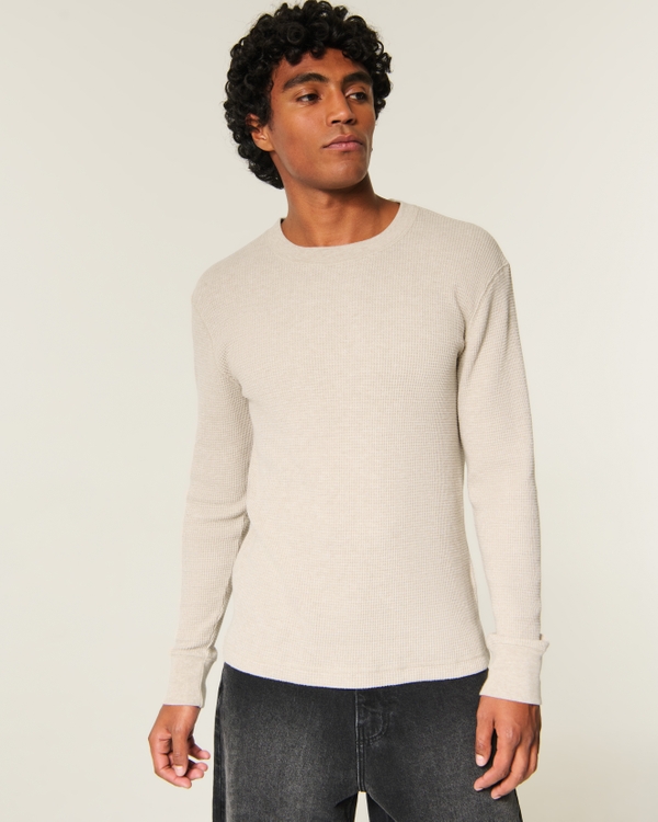 Relaxed Long-Sleeve Thermal Crew T-Shirt