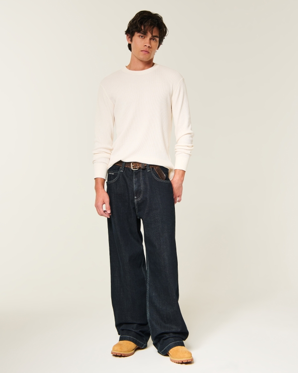 Relaxed Long-Sleeve Thermal Crew T-Shirt, Cream view 2