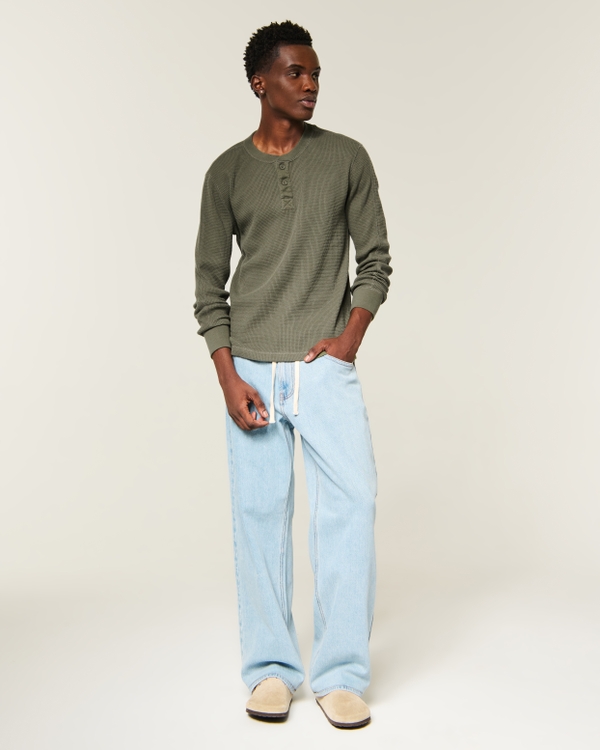 Relaxed Thermal Henley, Dark Olive view 2