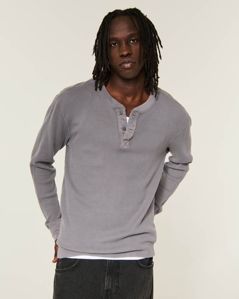 Hollister men's Relaxed Washed Thermal Henley