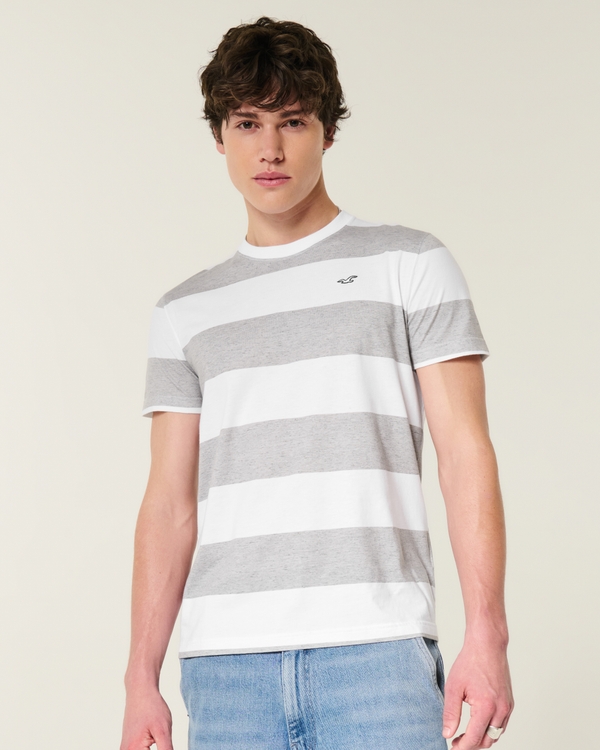 Cotton Icon Crew T-Shirt, Heather Gray Stripe view 1