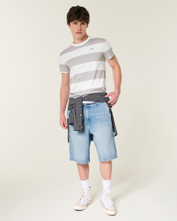 Cotton Icon Crew T-Shirt, Heather Gray Stripe view 2