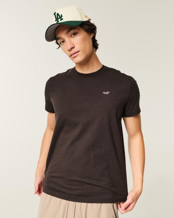 Cotton Icon Crew T-Shirt, Dark Brown view 1
