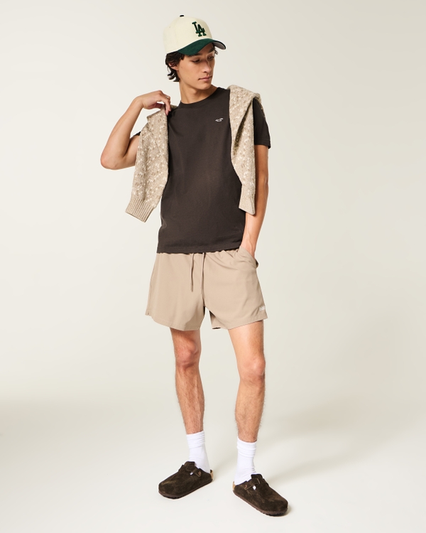 Cotton Icon Crew T-Shirt, Dark Brown view 2