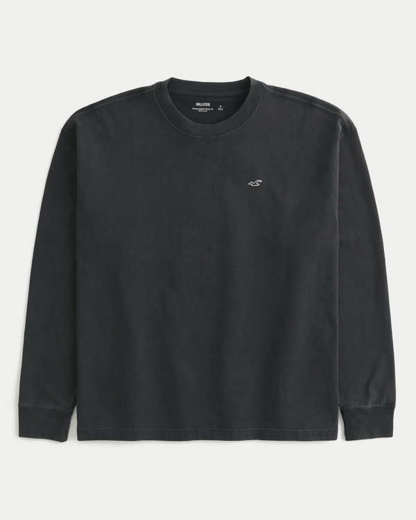 Men's Boxy Heavyweight Long-Sleeve Icon Crew T-Shirt | Men's Tops