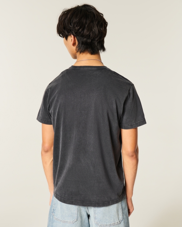 Heavyweight Cotton Short-Sleeve Henley, Black view 2