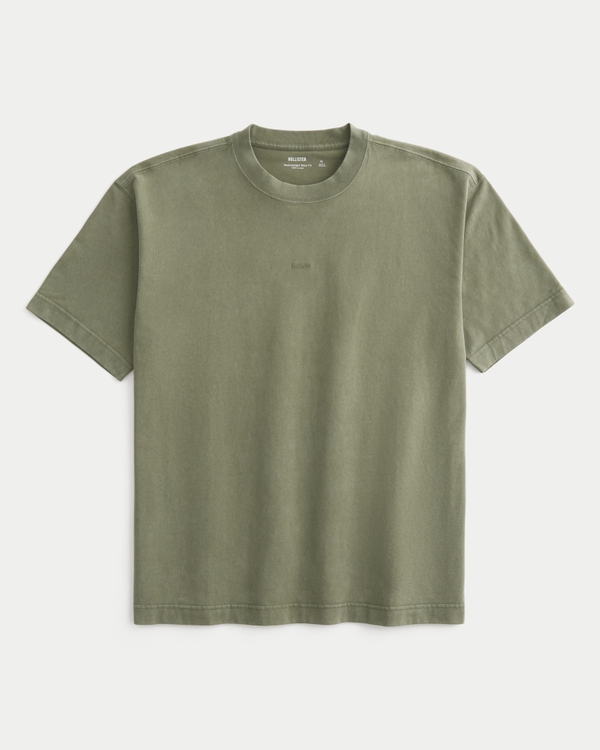 Boxy Heavyweight Micro Logo Crew T-Shirt, Washed Olive view 1
