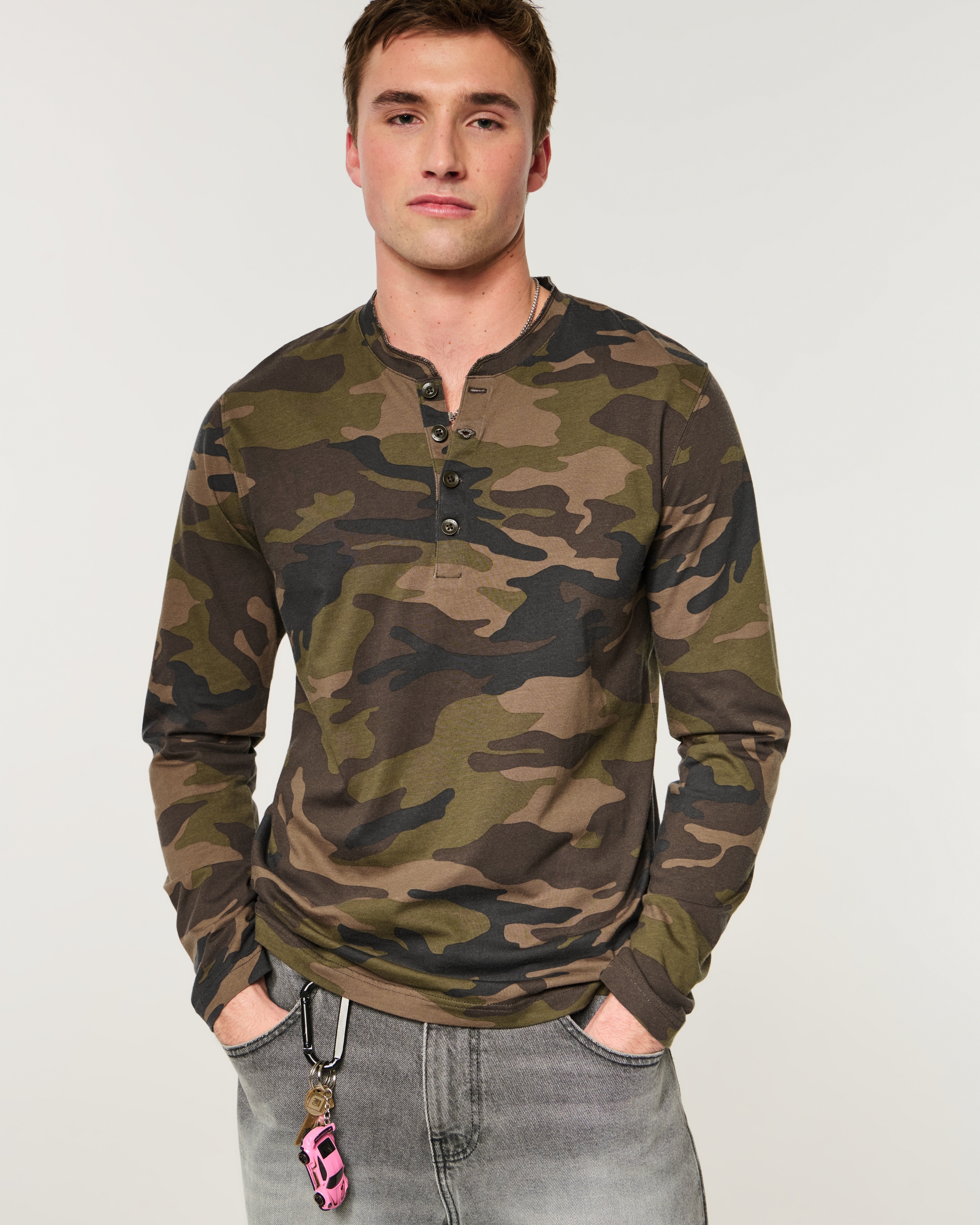 Long-Sleeve Camo Henley