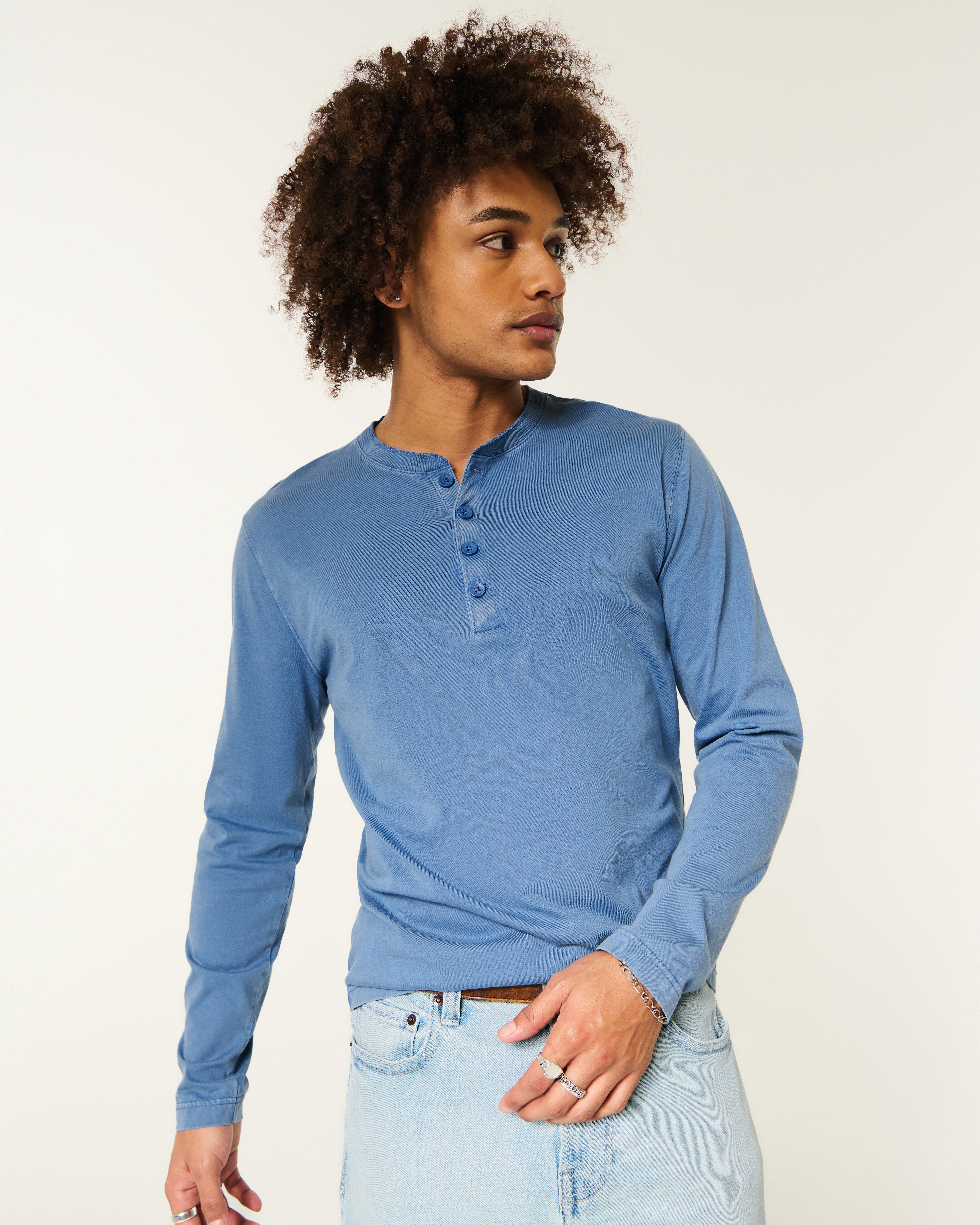 Washed Long-Sleeve Henley