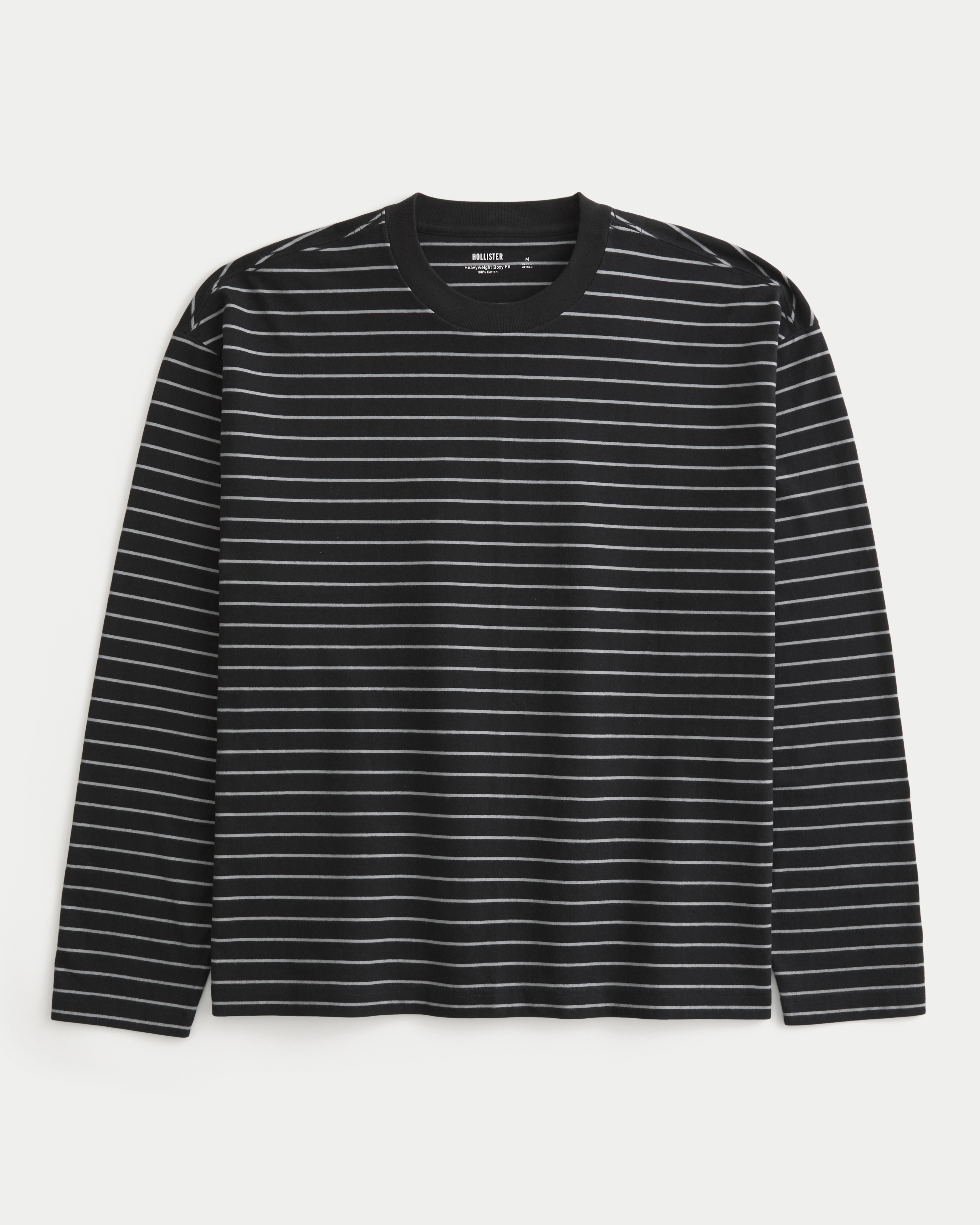 Boxy Heavyweight Long-Sleeve Striped Crew T-Shirt