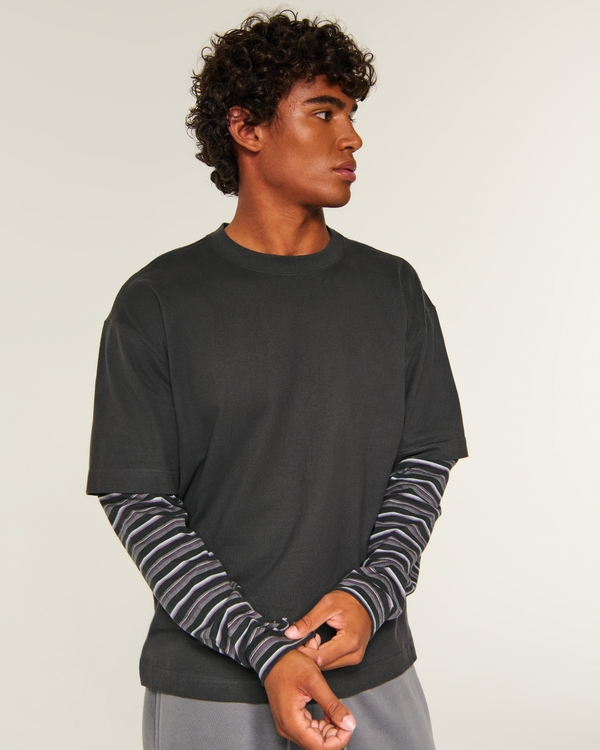 Boxy Layered 2-in-1 Crew T-Shirt