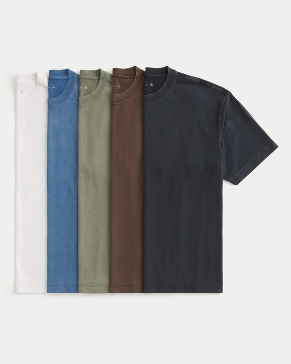 Boxy Heavyweight Crew T-Shirt 5-Pack, Multi view 1