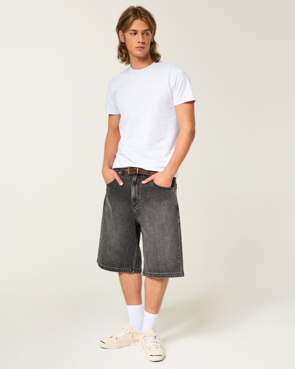 Striped Cotton Crew Icon T-Shirt, Light Blue Stripe view 2