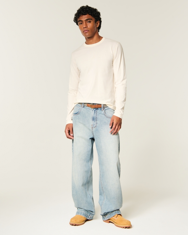 Long-Sleeve Cotton Layering T-Shirt, Cream view 2