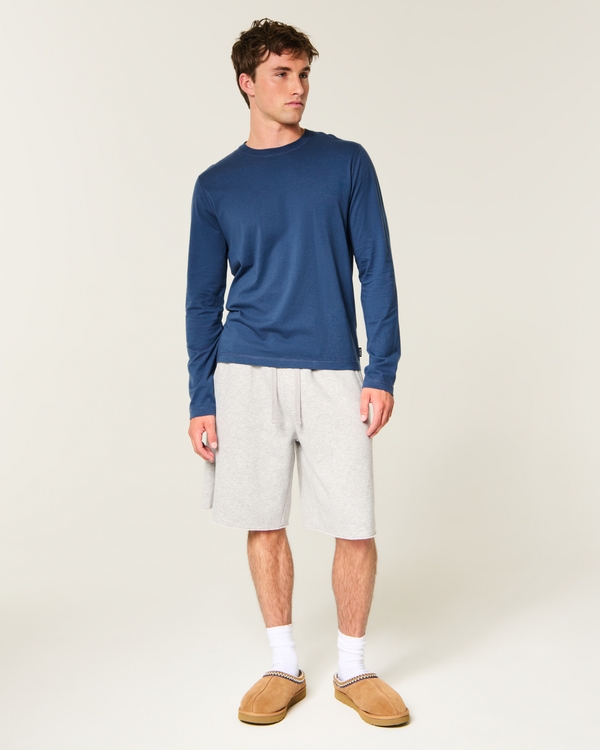 Long-Sleeve Cotton Layering T-Shirt, Faded Navy view 2