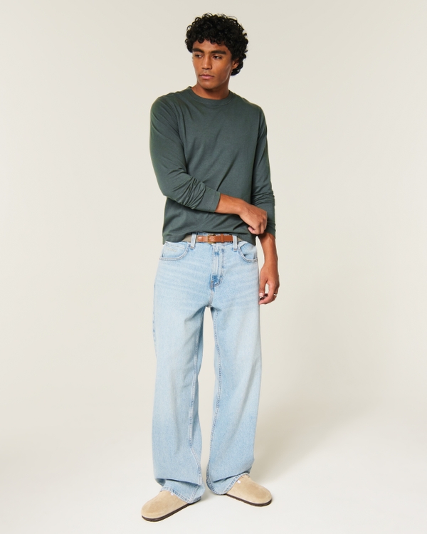 Long-Sleeve Cotton Layering T-Shirt, Dark Green view 2