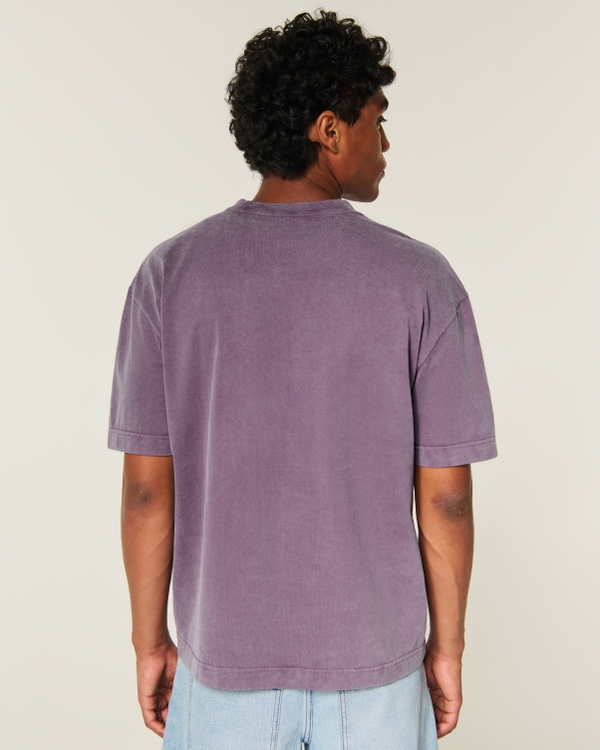 Boxy Heavyweight Washed Crew T-Shirt, Purple view 2