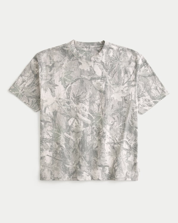 Boxy Heavyweight Camo Crew T-Shirt, Cream Camo view 1