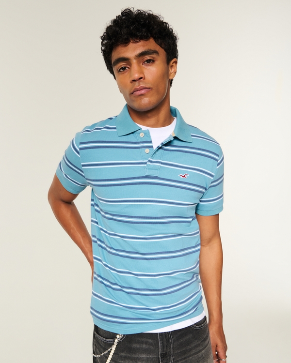 Icon Polo, Light Blue Stripe view 1