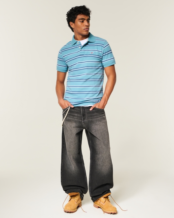 Icon Polo, Light Blue Stripe view 2
