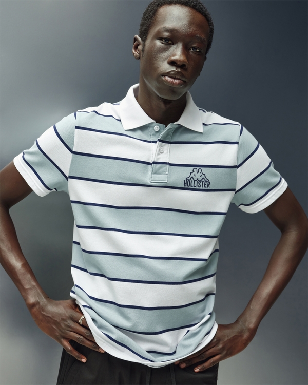 Hollister + Kappa Logo Polo, White Stripe view 1
