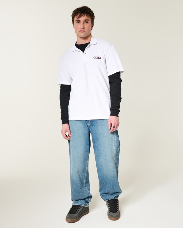 Relaxed Logo Polo, White view 2