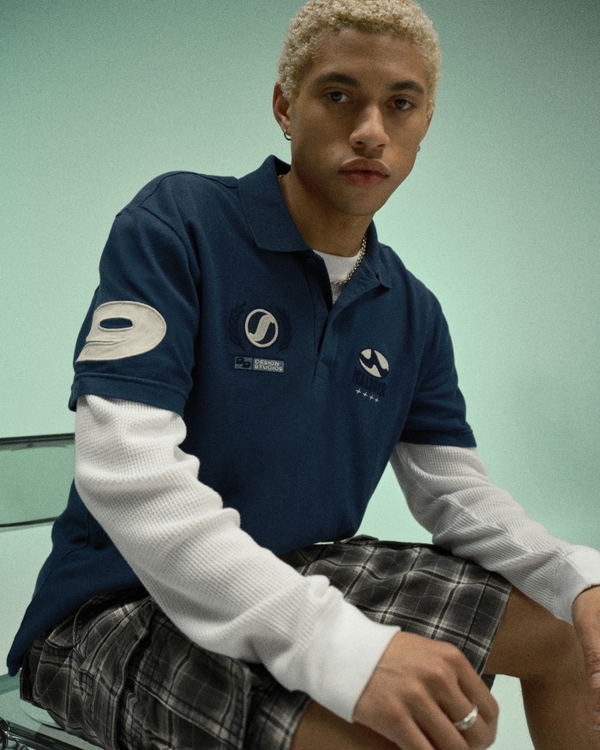 Relaxed Logo Graphic Polo, Navy view 1