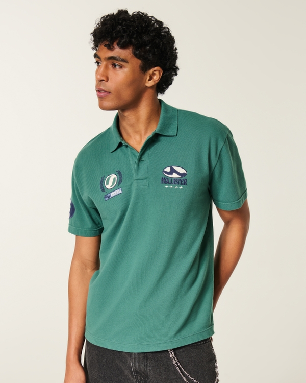 Relaxed Logo Graphic Polo, Dark Teal view 2
