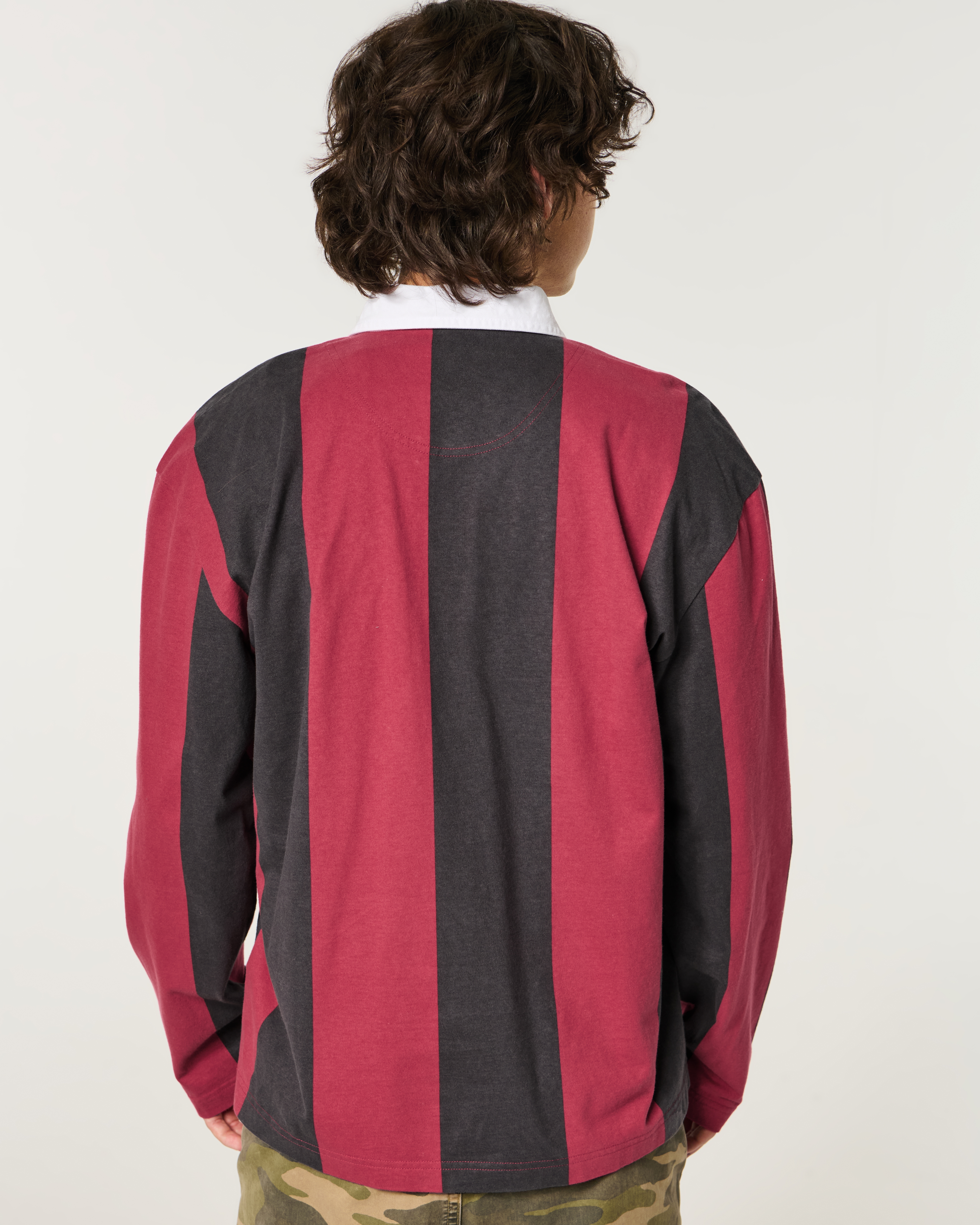 Boxy Long-Sleeve Logo Graphic Rugby Polo