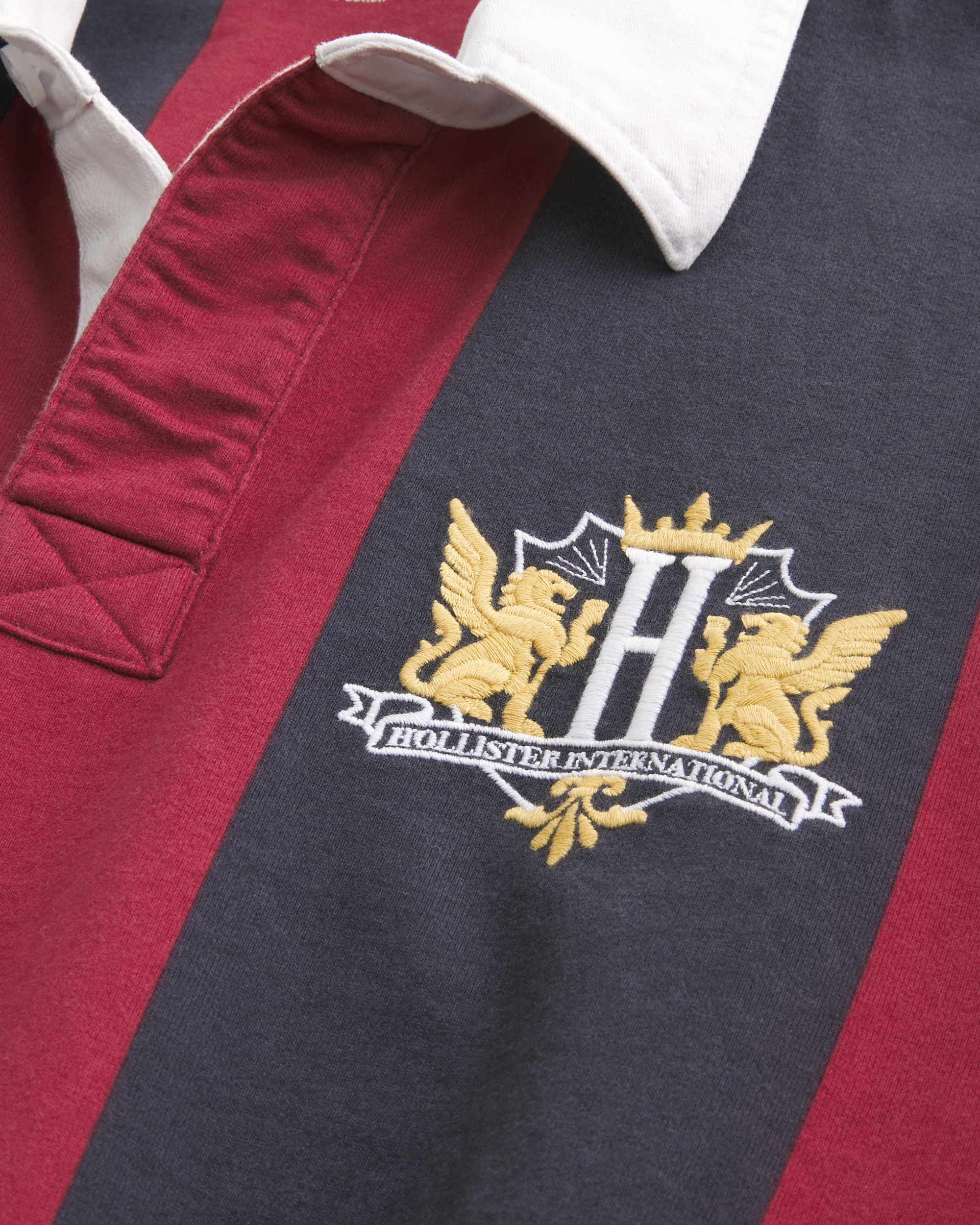 Boxy Long-Sleeve Logo Graphic Rugby Polo