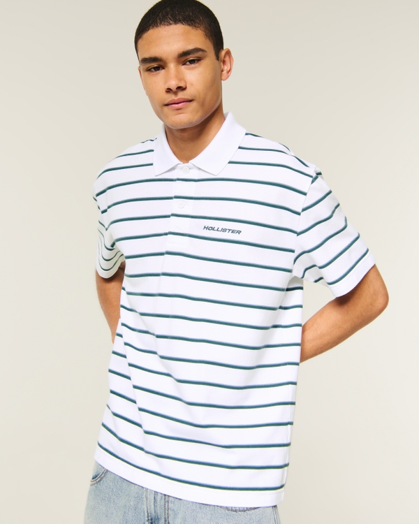 Relaxed Logo Polo, White Stripe view 2