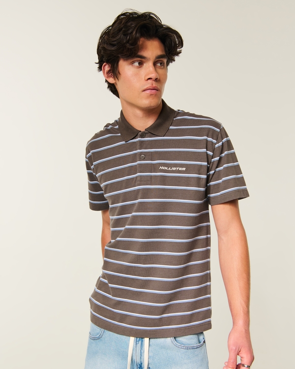 Relaxed Logo Polo, Dark Brown Stripe view 2