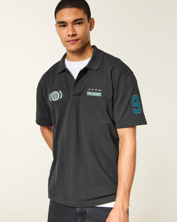 Relaxed Logo Graphic Polo, Charcoal view 1