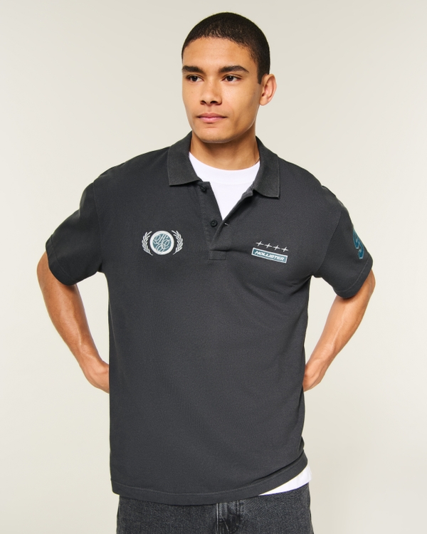 Relaxed Logo Graphic Polo, Charcoal view 1