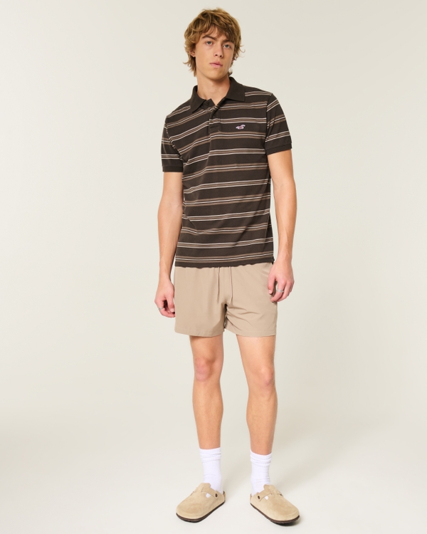 Icon Polo, Dark Brown Stripe view 2