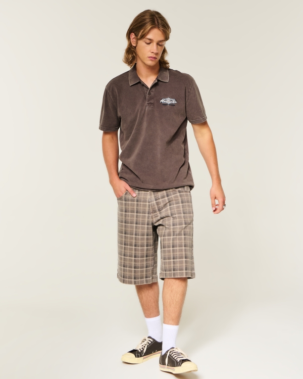Relaxed Washed Logo Polo, Dark Brown view 2