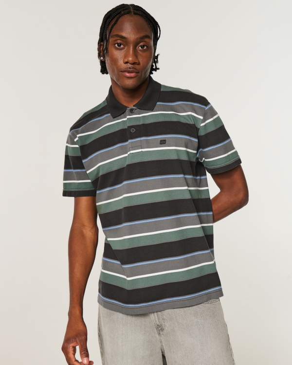 Relaxed Striped Polo, Black Stripe view 1