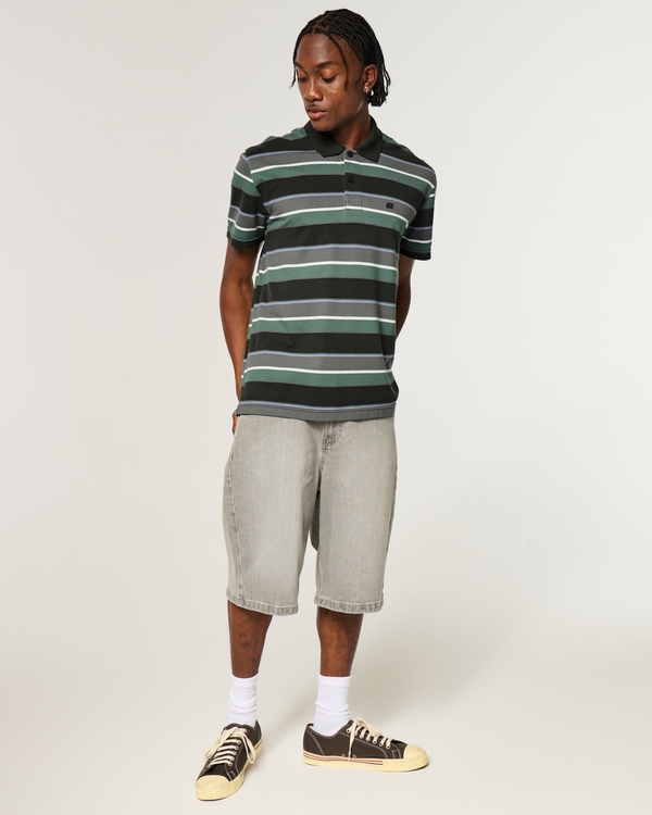 Relaxed Striped Polo, Black Stripe view 2