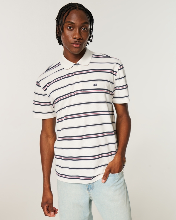 Relaxed Striped Polo, Cream Stripe view 1