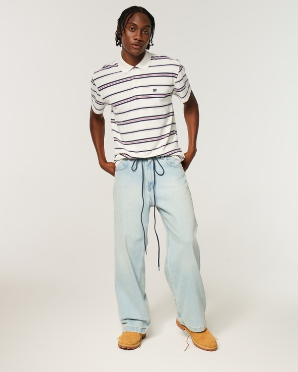 Relaxed Striped Polo, Cream Stripe view 2