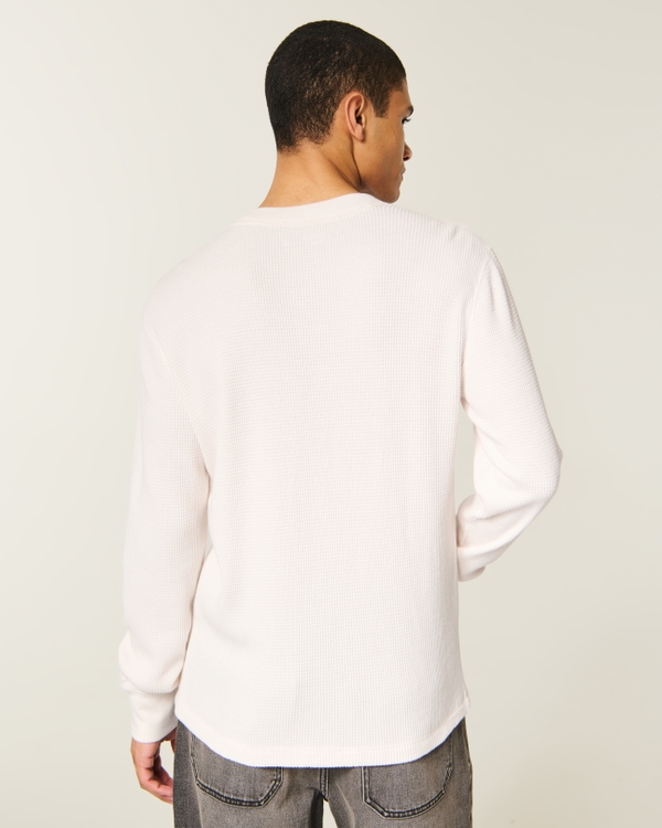 Relaxed Long-Sleeve Thermal Crew Shirt, Cream view 2