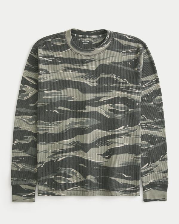 Relaxed Long-Sleeve Thermal Crew Shirt, Camo view 1