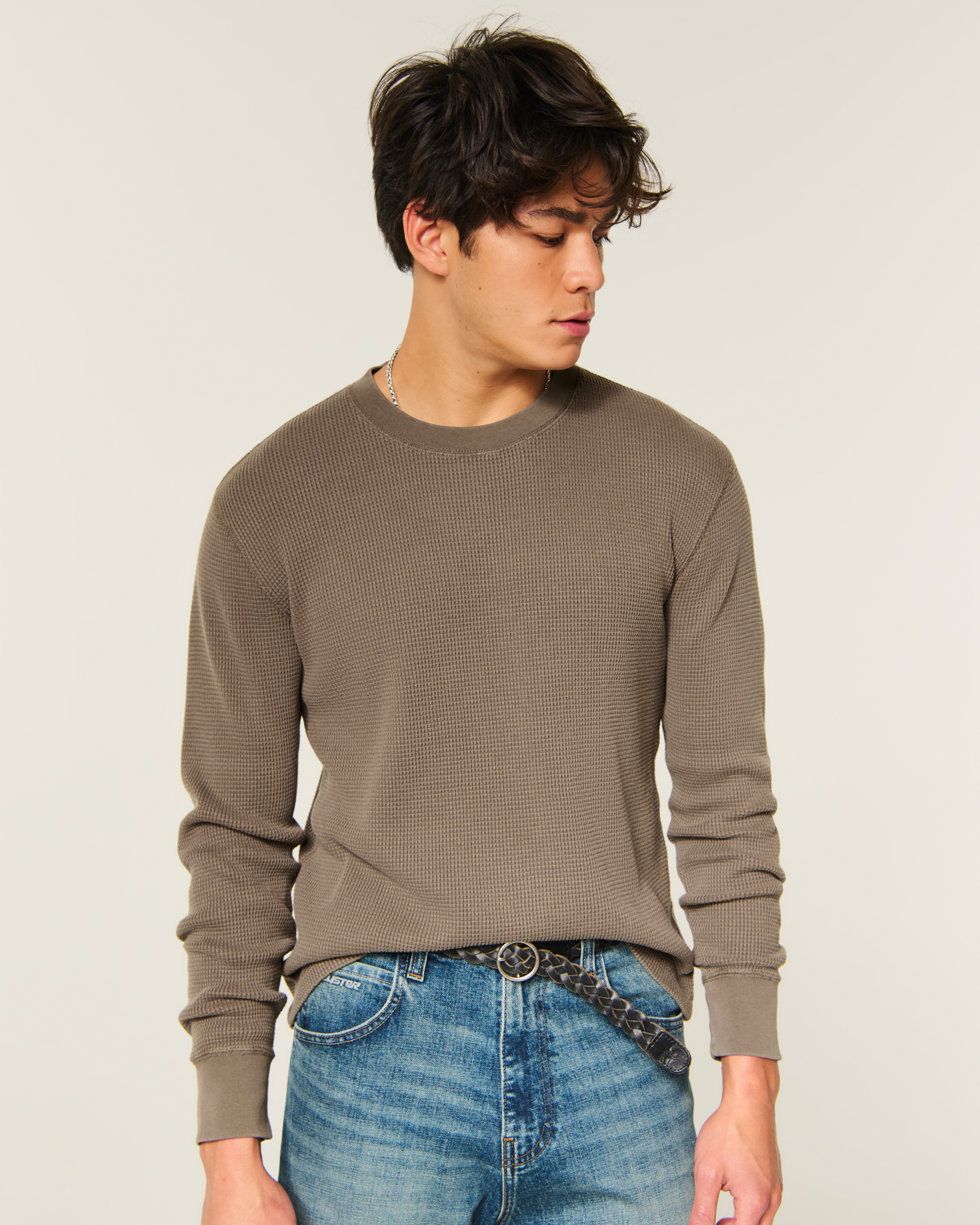 Relaxed Long-Sleeve Thermal Crew Shirt