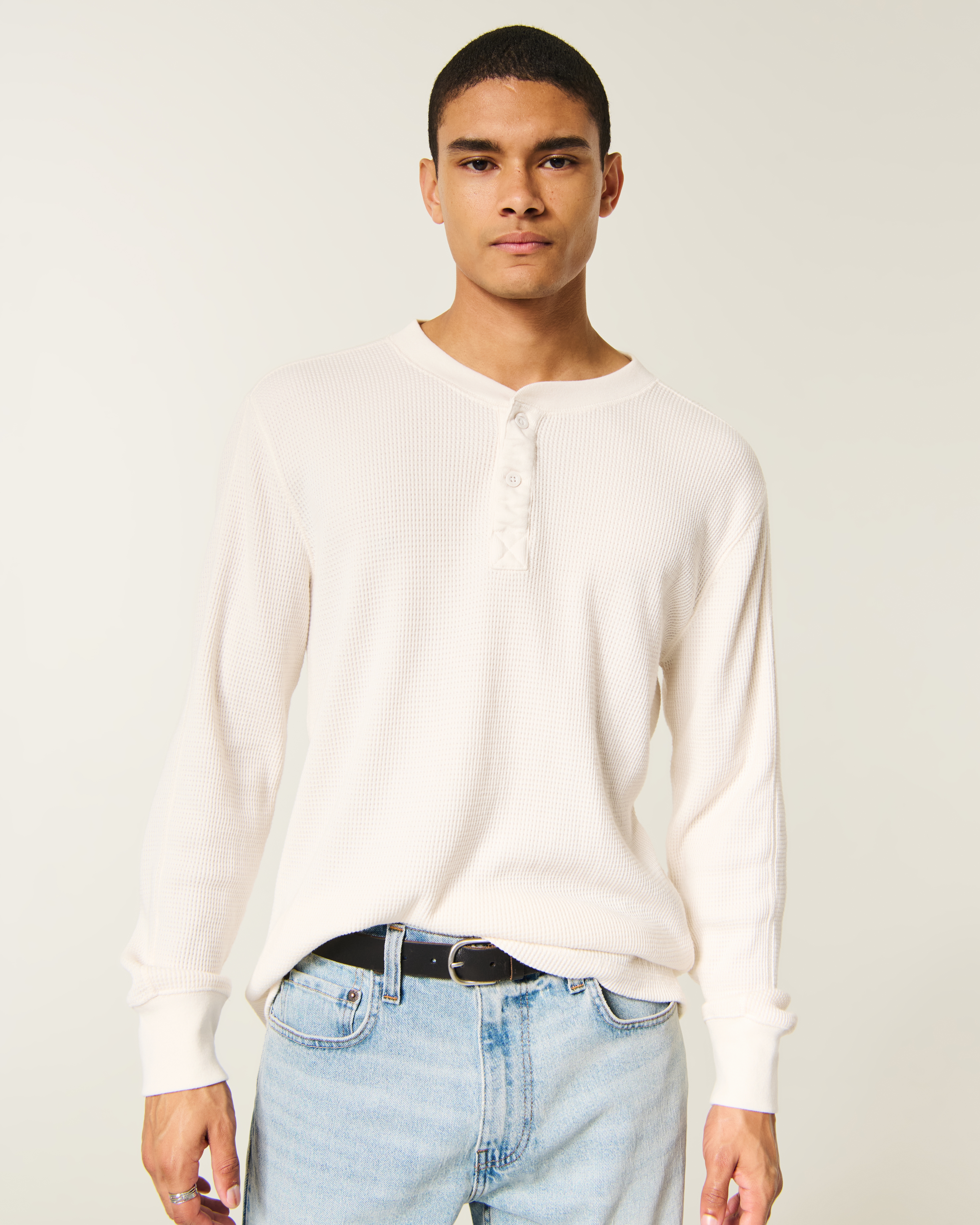Relaxed Long-Sleeve Thermal Henley
