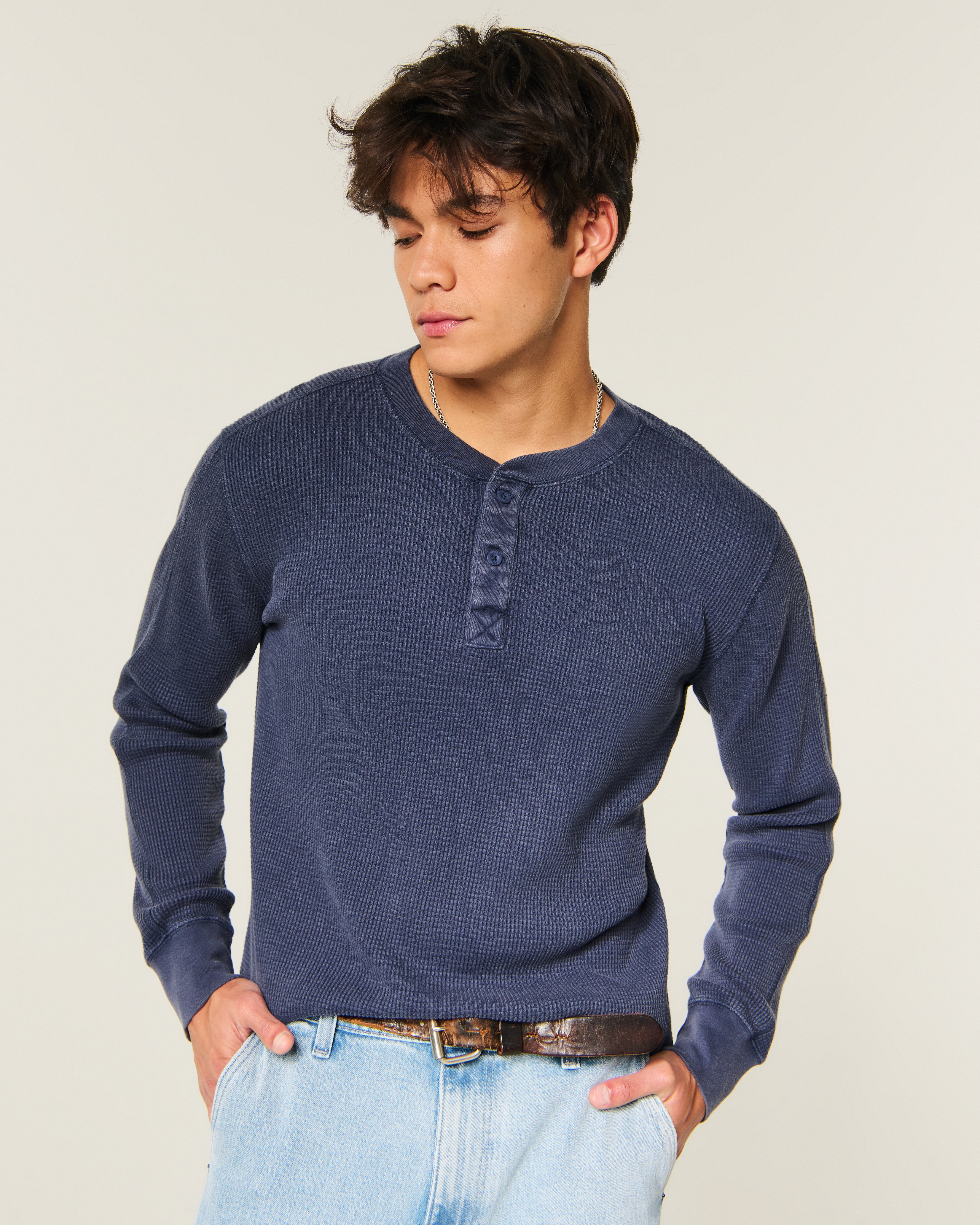 Relaxed Long-Sleeve Thermal Henley