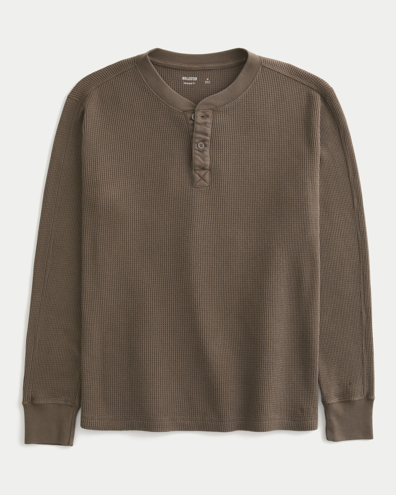 Men's Relaxed Long-Sleeve Thermal Henley | Men's Tops