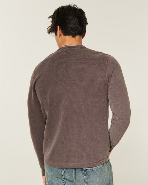Long-Sleeve Slim Rib Crew T-Shirt, Brown view 2