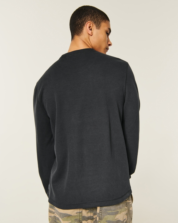 Long-Sleeve Slim Rib Crew T-Shirt, Charcoal view 2